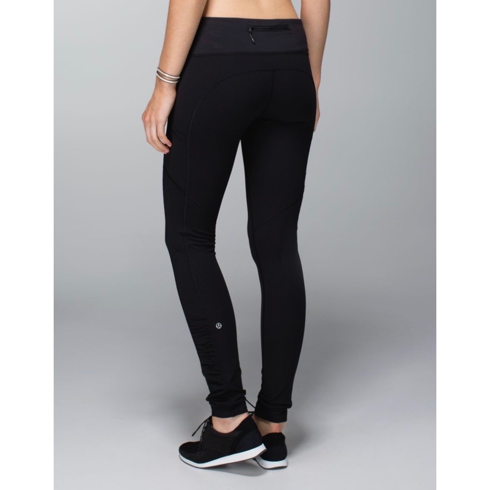 Lululemon Leggings Speed Tight Cozy Black 6 Ruched Running Base Layer Yoga Gym